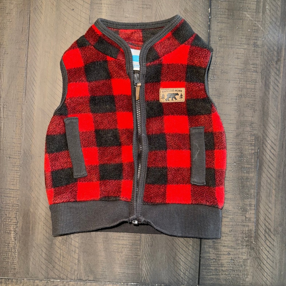 Bon Bebe Buffalo Plaid Fleece Vest Baby Toddler Red Black‎ Explore More Patch